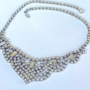 c. 1952 Dazzling Mid-Century Rhinestone Bib Necklace